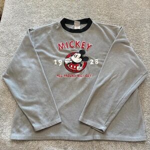 Vintage Mickey Mouse All Around Nice Guy Sweatshirt Large Embroidered Disney